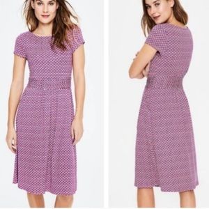 BODEN Amelia Jersey Knit Dress Pink Blue White Geometric